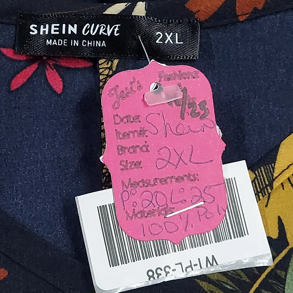 Elastic Waist Floral Print V Neck Blouse - Picture 9 of 11